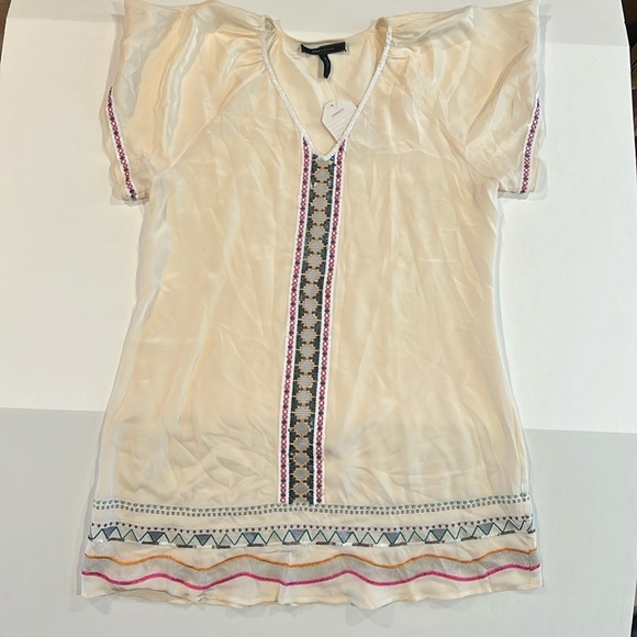 BCBG MaxAzria Silk Bohemian dress size S embroidered western tunic ethnic - Picture 2 of 5